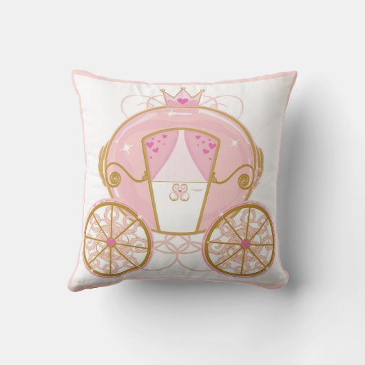 Princess Royal Carriage Pink & Gold Personalized Kussen (Achterkant)