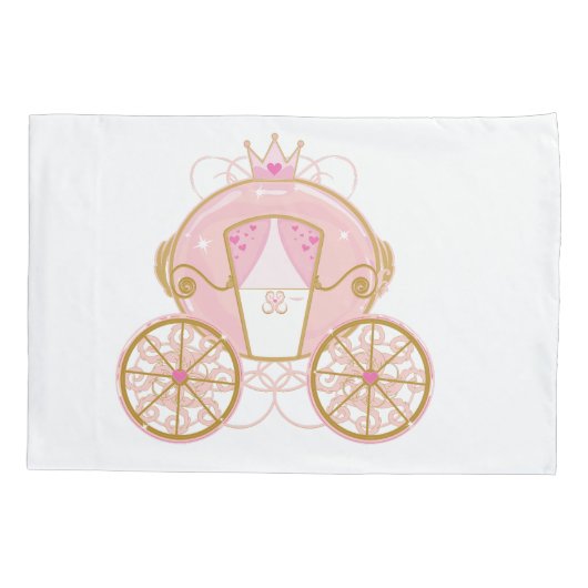 Princess Royal Carriage Pink & Gold Personalized Kussensloop (Achterkant)