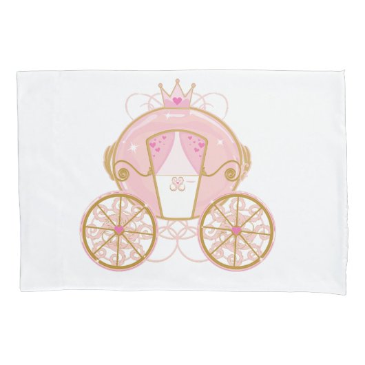 Princess Royal Carriage Pink & Gold Personalized Kussensloop (Voorkant)