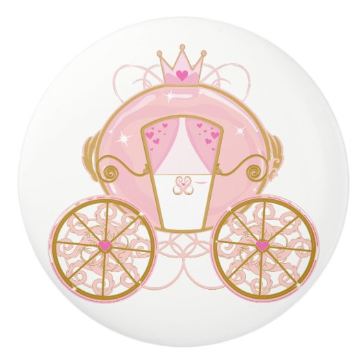 Princess Royal Carriage Pink & Gold Wall Art Keramische Knop (Voorkant)