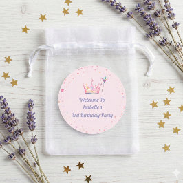 Princess Royal Crown Pink 3rd Birthday Welcome  Ronde Sticker