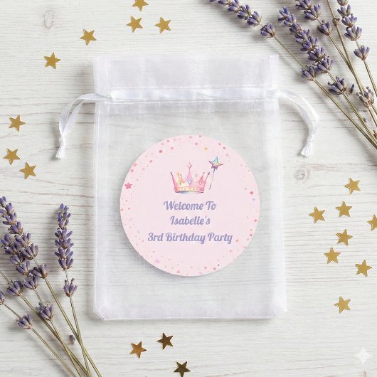 Princess Royal Crown Pink 3rd Birthday Welcome  Ronde Sticker