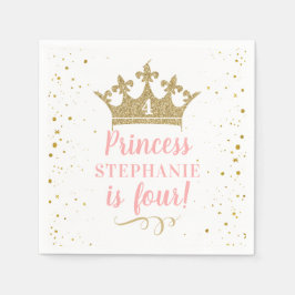 Princess Royal Crown Pink Gold Glitter Birthday Servet