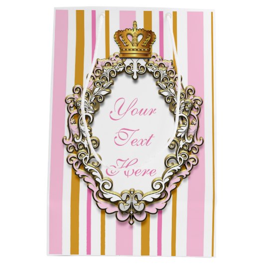 Princess Royal Crown Roze & Goud Gepersonaliseerde Medium Cadeauzakje (Achterkant)