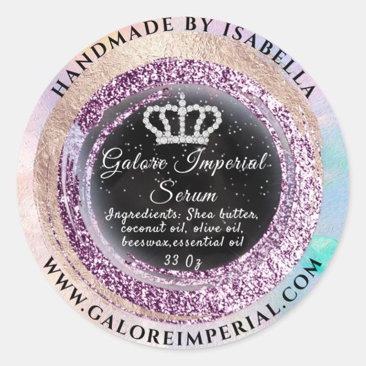 Princess Royal Diamond Crown Royal Roos Black Ronde Sticker (Voorkant)