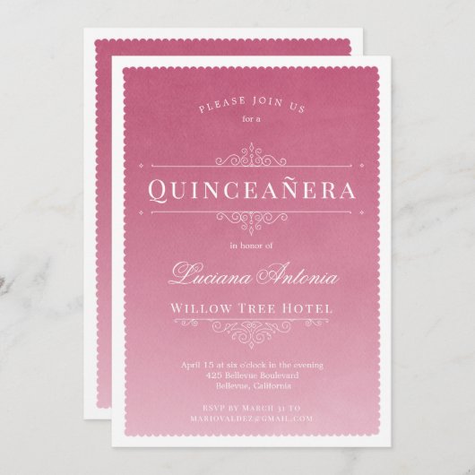 Princess Royal Elegant Pink Quinceanera Kaart (Voorkant / Achterkant)