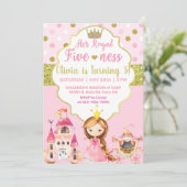 Princess Royal fileffer girl-uitnodiging. Kaart (Staand voorkant)