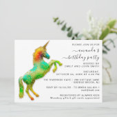 Princess Royal Gold Glitter Birthday Magic Unicorn Kaart (Staand voorkant)