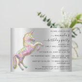 Princess Royal Gold Glitter Unicorn Pink Silver Kaart (Staand voorkant)