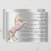 Princess Royal Gold Glitter Unicorn Pink Silver Kaart (Voorkant / Achterkant)