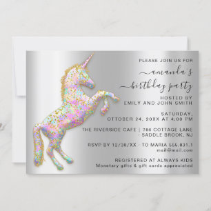 Princess Royal Gold Glitter Unicorn Pink Silver Kaart