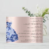 Princess Royal Roos Dress Sweet 16th Blue Navy Kaart (Staand voorkant)