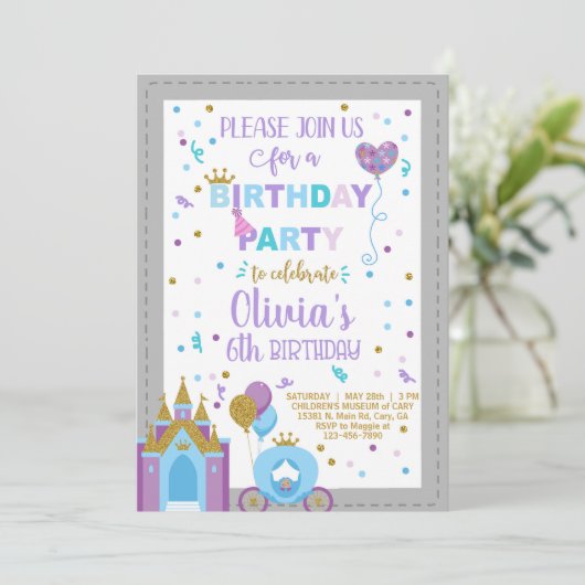 Princess royal verjaardagsuitnodiging voor een mei kaart (Staand voorkant)