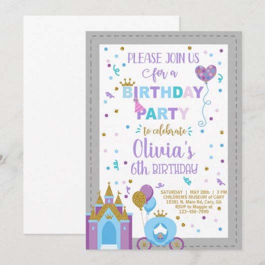 Princess royal verjaardagsuitnodiging voor een mei kaart (Voorkant / Achterkant)