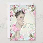  Princess Roze en Blauwgroen Blauw Baby shower Kaart (Voorkant)