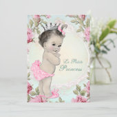  Princess Roze en Blauwgroen Blauw Baby shower Kaart (Staand voorkant)