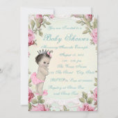  Princess Roze en Blauwgroen Blauw Baby shower Kaart (Achterkant)