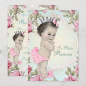  Princess Roze en Blauwgroen Blauw Baby shower Kaart (Voorkant / Achterkant)