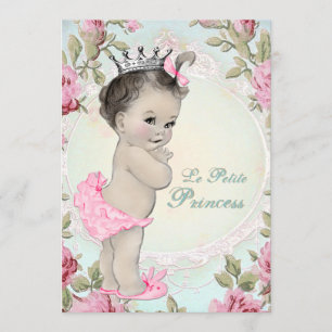  Princess Roze en Blauwgroen Blauw Baby shower Kaart