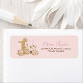 Princess Roze en Gouden Kasteel Retouradreslabel Etiket (Insitu)