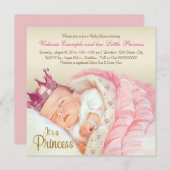  Princess Roze Goud Baby shower Kaart (Voorkant / Achterkant)