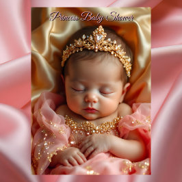 Princess Roze Meisje Baby shower Gouden Jewel Tiar Kaart