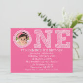 Princess Roze The Big One Photo First Birthday Kaart (Staand voorkant)