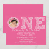 Princess Roze The Big One Photo First Birthday Kaart (Voorkant / Achterkant)