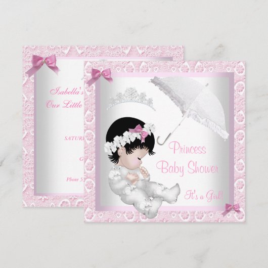 Princess Schattige Baby shower  Roze Kant Kaart (Voorkant / Achterkant)