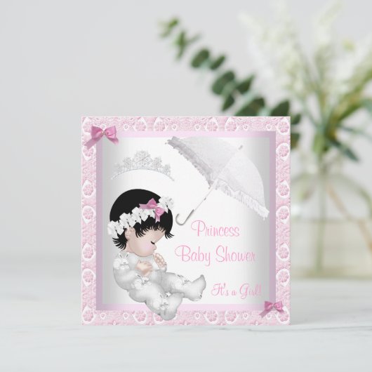 Princess Schattige Baby shower  Roze Kant Kaart (Staand voorkant)