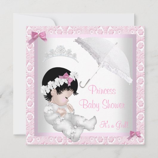Princess Schattige Baby shower Roze Kant Kaart (Voorkant)