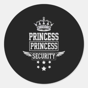 Princess Security Retro Verjaardag Papa Mama Jonge Ronde Sticker