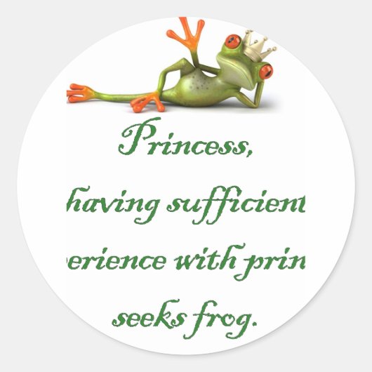 Princess Seeks Frog Round Sticker (Voorkant)