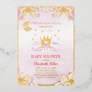 Princess Shoes en Crown Baby shower Folie Uitnodiging