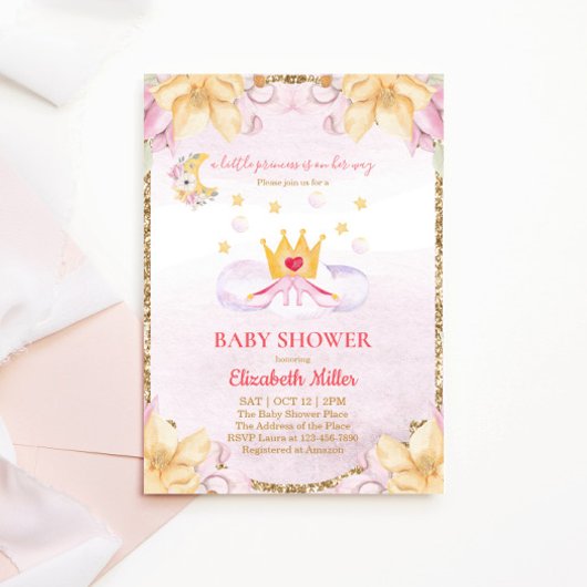 Princess Shoes en Crown Baby shower Invitation
