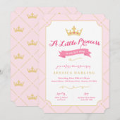 Princess Shower-uitnodigingen | Roze meisje Kaart (Voorkant / Achterkant)