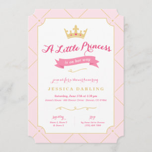 Princess Shower-uitnodigingen   Roze meisje Kaart