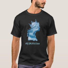 *~* Princess Silhouette Indigo Denim Crown Mannen T-shirt