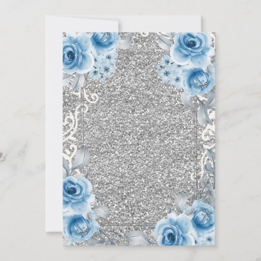 Princess Silver en Blue Rozen Mis Quince Kaart