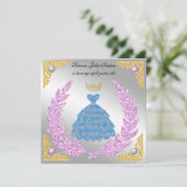 Princess Silver & Gold White Pearls Crown Birthday Kaart (Staand voorkant)