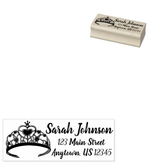 Princess Silver Tiara Royalty Queen Crown Adres Rubberstempel (Gestempeld)
