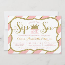 Princess Sip and See Baby shower Invitation Kaart
