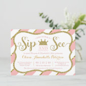 Princess Sip and See Baby shower Invitation Kaart (Staand voorkant)