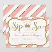 Princess Sip and See Baby shower Invitation Kaart (Voorkant / Achterkant)