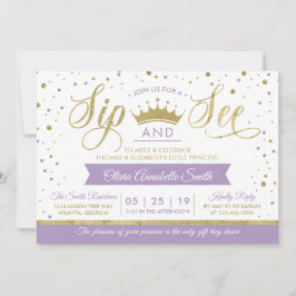 Princess Sip and See Baby shower Invitation Kaart