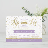 Princess Sip and See Baby shower Invitation Kaart (Staand voorkant)
