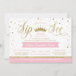 Princess Sip and See Baby shower Invitation Kaart
