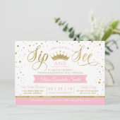 Princess Sip and See Baby shower Invitation Kaart (Staand voorkant)