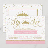 Princess Sip and See Baby shower Invitation Kaart (Voorkant / Achterkant)