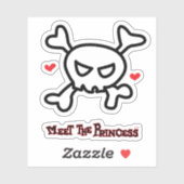 Princess Skull&Cross-Botten Sticker (Vel)